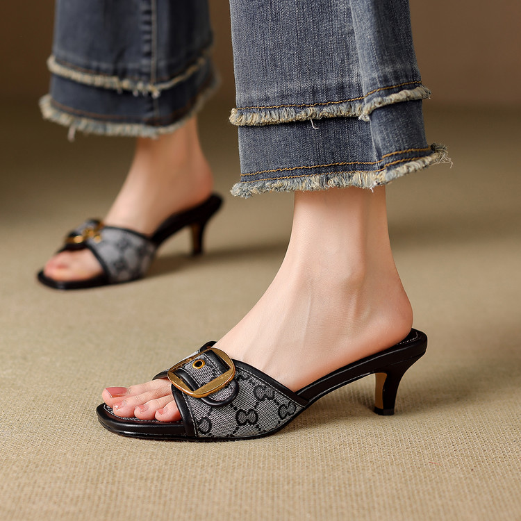 Women's One-Strap Slide Sandals with Buckle and Memory Foam