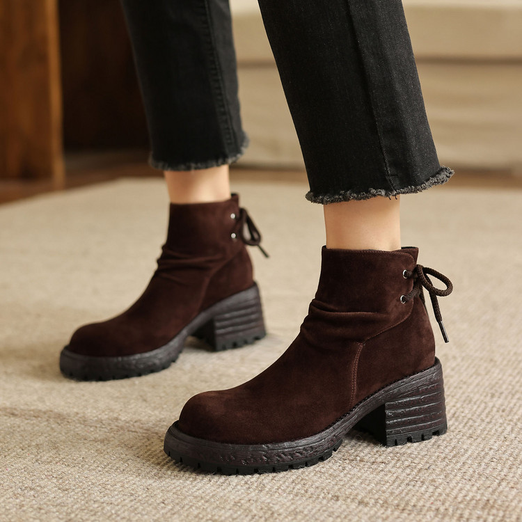 Women's Martin Boots with Lace-Up and Chunky Heel