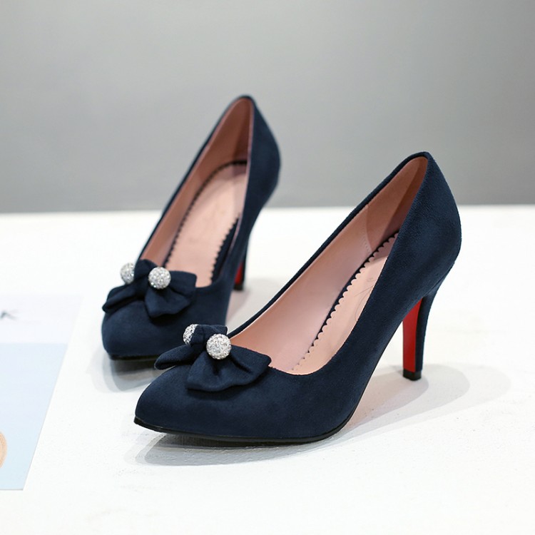 Sweet High Heel Stiletto Pumps with Bow and Pointed Toe - Image 2