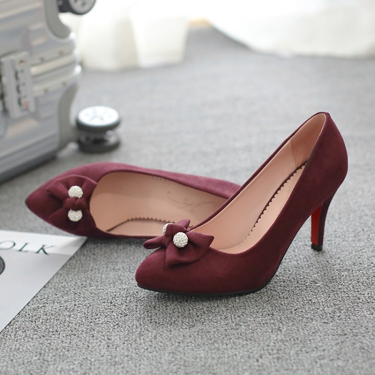 Sweet High Heel Stiletto Pumps with Bow and Pointed Toe - Image 3