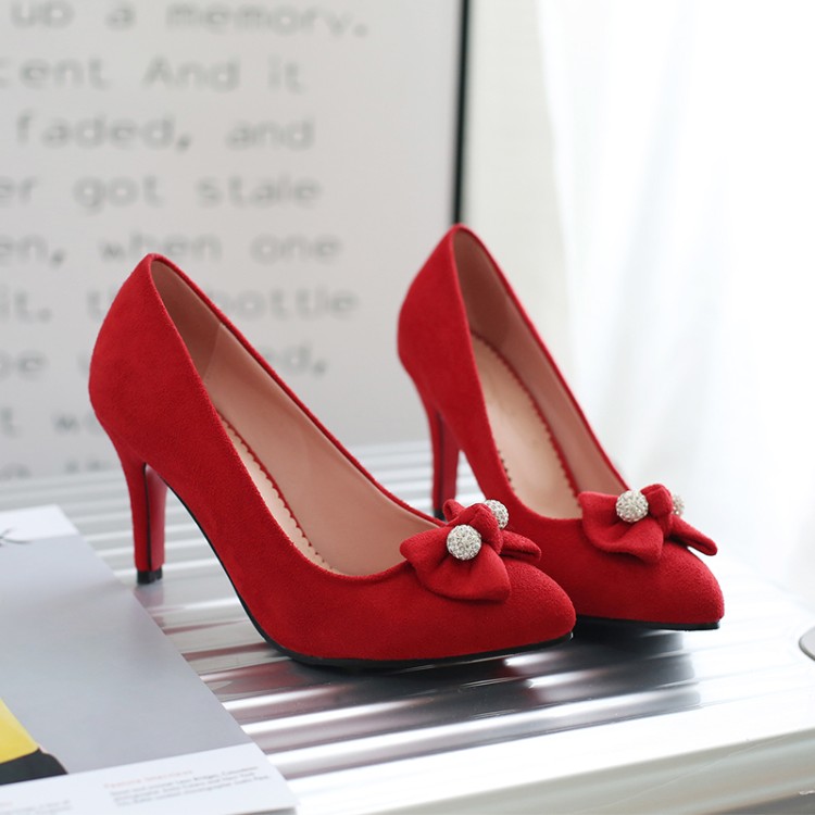 Sweet High Heel Stiletto Pumps with Bow and Pointed Toe - Image 4
