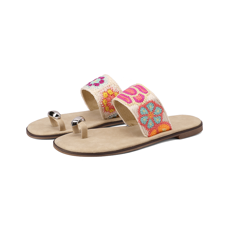 Women's One-Strap Slide Sandals - PU Upper & Rubber Sole, Flat Heel, Round Toe, Spring Summer 2025