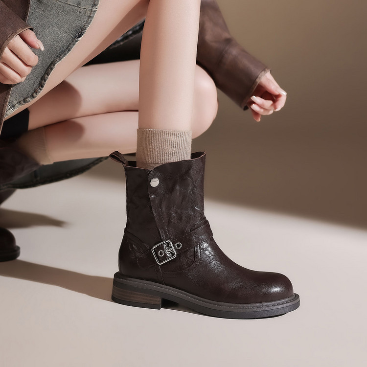 Women's Retro Martin Boots with Buckle Detail