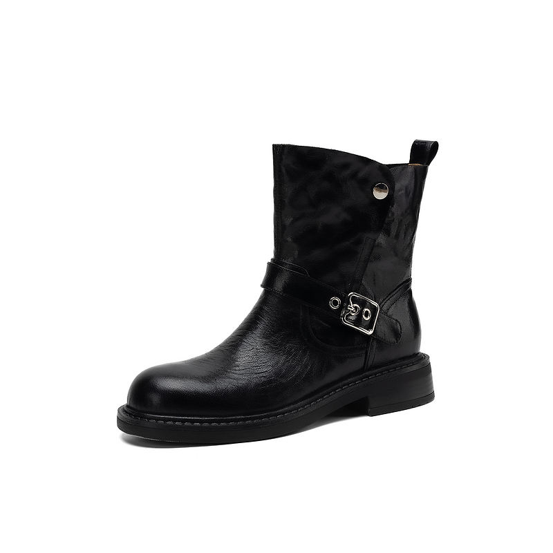 Women's Retro Martin Boots with Buckle Detail - Image 5